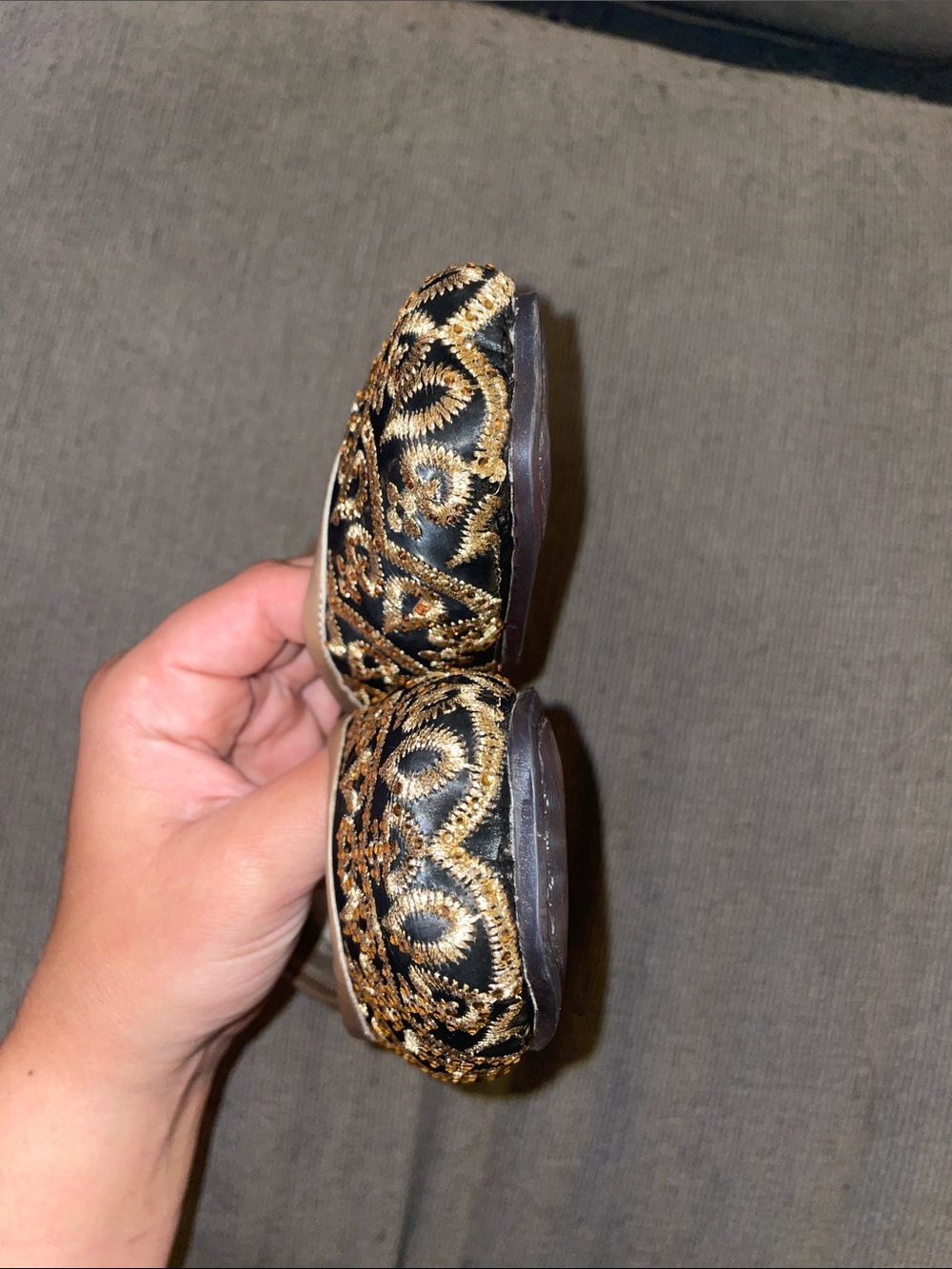 Embroidered Black and Gold "Delco" Women's Flats size 36 (5 1/2-6) - Picture 5 of 6